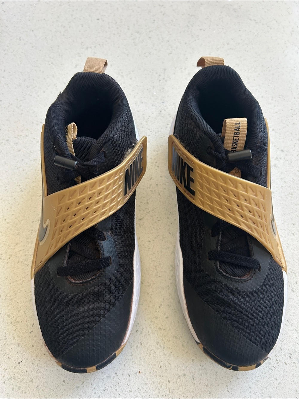 Nike Kids Black and Gold Strap Sneakers